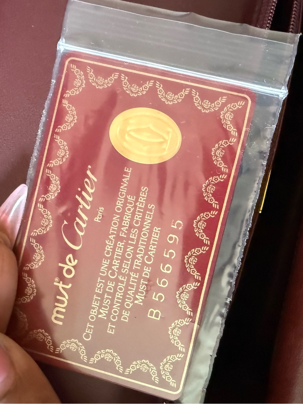 Cartier Burgundy Leather Envelope Crossbody with Gold Hardware - Picture 5 of 7